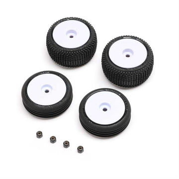 Losi - LOS-1763 - Tires & Wheels Mounted White: Micro-B