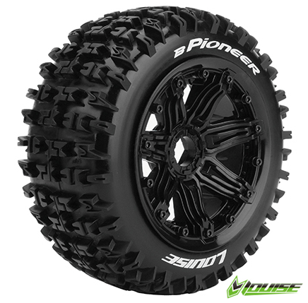 LouiseRC - T3267B - B-PIONEER dæk på forfælge med 24 mm hex - 0" Offset - Sport Compound - 2 stk - Rovan Baja