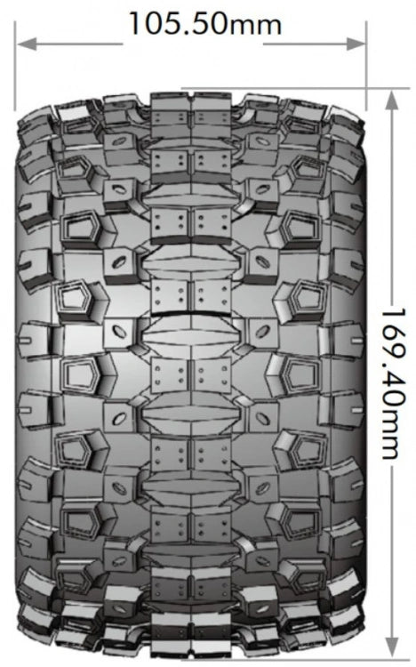 LouiseRC - T3322X - MT-UPHILL Tires with MFT for 1/8 Trucks - Removable 17mm Hex 0" & 1/2" Offset (2)