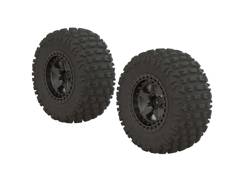 Arrma - ARA550087 - DBOOTS FORTRESS SC Dæk limet på 3.0" GUN METAL Short Course fælge med 14mm hex - 2 stk