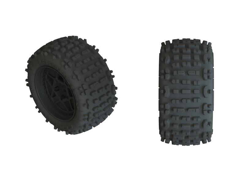 Arrma - AR550050 / ARAC9468 - DBOOTS BACK-FLIP LP 4S dæk limet på 3.8" fælge med 17mm hex - 2 stk