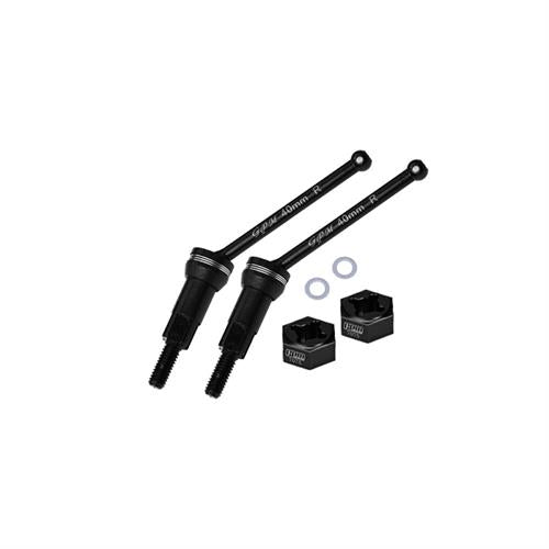 GPM - MGM040RS-BK - 4140 MEDIUM CARBON STEEL REAR CVD DRIVE SHAFTS (40MM) WITH 7075 ALLOY WHEEL HEX FOR ARRMA 1/16 MOJAVE GROM