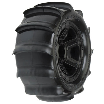 1/16 Sling Shot Fr/Rr 2.2 Sand Tires Mounted 12mm Blk Desperado (2)