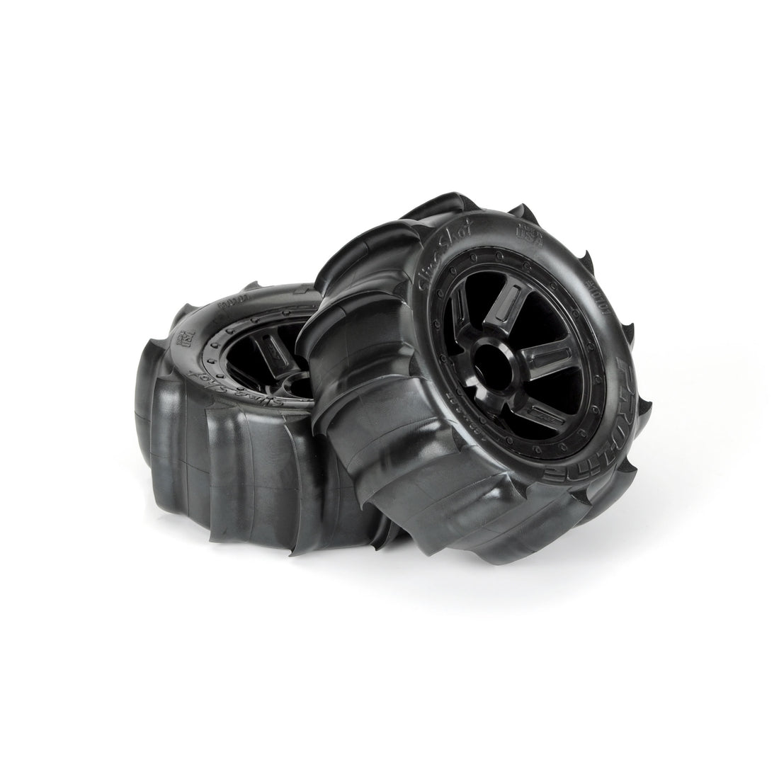 1/16 Sling Shot Fr/Rr 2.2 Sand Tires Mounted 12mm Blk Desperado (2)