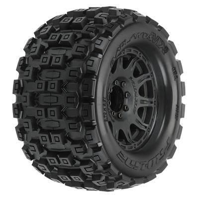 Pro-Line - PL10127-10 - 1/8 Badlands MX38 MT Belted Tires on 3.8" Wheels with Removable 17mm Hex - 2pcs