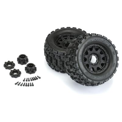 Pro-Line - PL10127-10 - 1/8 Badlands MX38 MT Belted Tires on 3.8" Wheels with Removable 17mm Hex - 2pcs