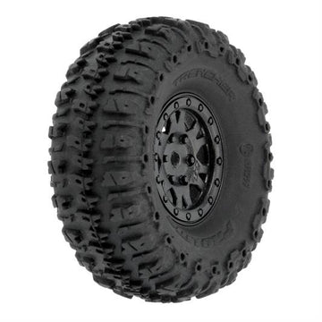 Pro-Line - PL10209-10 - 1.0" Trencher Dæk på Black Impulse Bead-Loc fælge til Axial SCX24 - 7mm hex