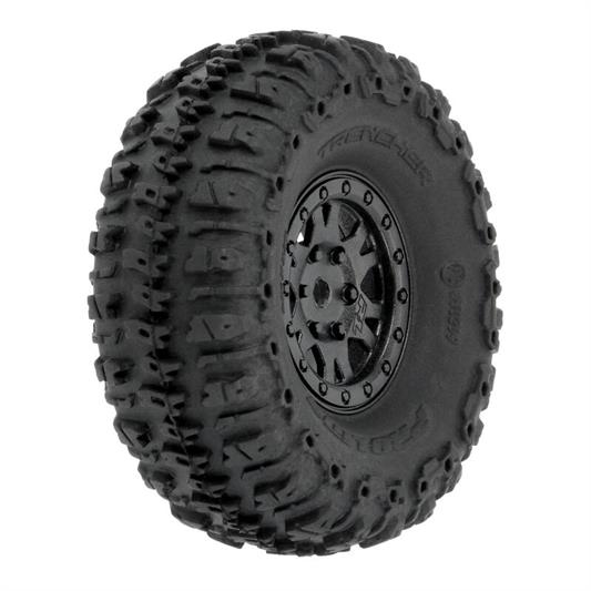 Pro-Line - PL10209-10 - 1.0" Trencher Dæk på Black Impulse Bead-Loc fælge til Axial SCX24 - 7mm hex