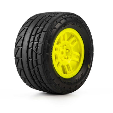 1/16 Menace Front/Rear Street Tires Mounted 12mm Yellow Split Six (2): ARRMA MINI KRATON