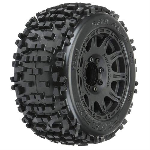 Pro-Line - PL1178-10 - 1/8 Badlands F/R 3.8" MT Tires Mounted 17mm Black Raid (2)