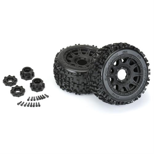 Pro-Line - PL1178-10 - 1/8 Badlands F/R 3.8" MT Tires Mounted 17mm Black Raid (2)