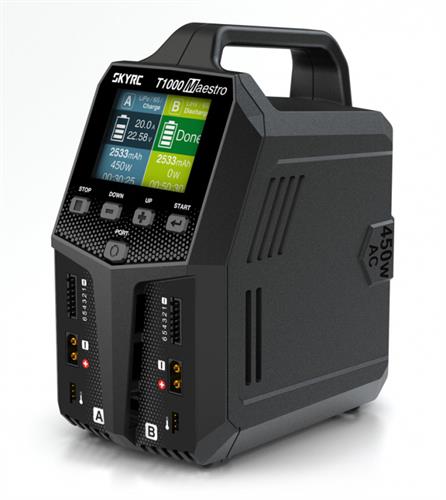 Skyrc - SK100182-01 - 2x20A Oplader T1000, kan oplade 2 batterier med strømforsyning på 1000W - NiMH og Lipo - 1-6S
