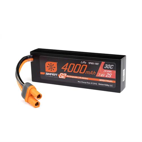 7.4V 4000mAh 2S 30C Smart G2 Hardcase LiPo Battery: IC5