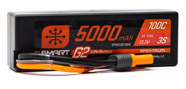 Spektrum - SPMX53S100H5 -11.1V Lipo Smart G2 Batteri med 5000 mAh, 100C i Hardcase med IC5 stik