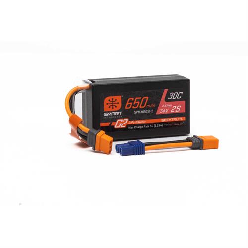 Spektrum -  SPMX652SH2 - 7.4V 650mAh 2S Smart G2 Hardcase 30C LiPo: IC2