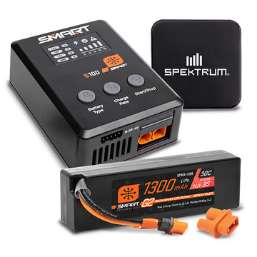 Smart Powerstage Bundle: 1300mAh 3S 30C LiPo Battery (IC2) / S100 Charger / 65W Power Supply / Adapter