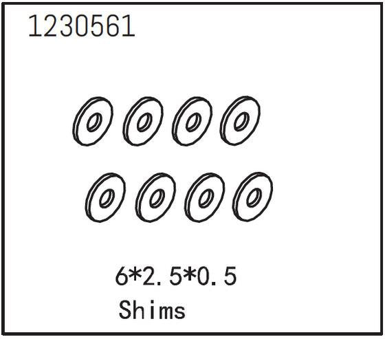 Absima - 1230561 - 6x2.5x0.5mm Shims (8)
