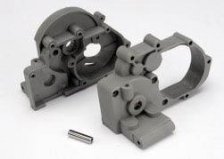 Traxxas - TRX3691A  - Gearbox halves (L&R) (grey) w/ idler gear shaft