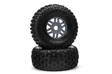 Arrma - ARA550069 - DBOOTS FORTRESS Dæk limet på Gun metal fælge med 17mm hex - 2 stk