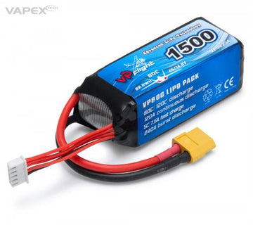 Vapex - VP98294 - 14.8V Lipo batteri med 1500 mAh, 80C i Softcase med XT60 stik