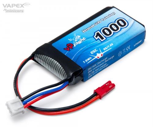 Vapex - VPLP009F- 7,4V 1000 mAh 25C Lipo batteri med JST stik