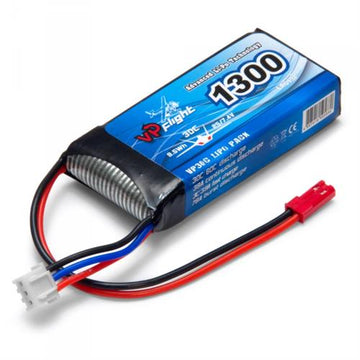 7,4V 1300 mAh 30C Lipo batteri med JST stik
