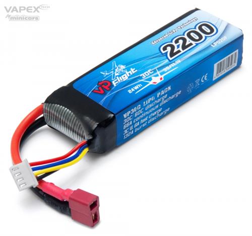 Vapex - VPLP020FD - 11.1V 2200 mAh 30C Lipo batteri med Deans stik