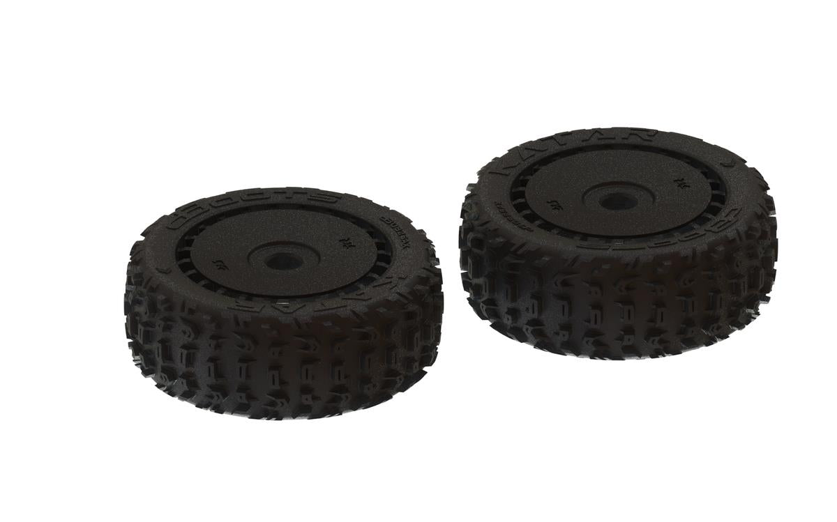 Arrma - ARA550058 - DBOOTS KATAR B dæk limet på 1/8 sorte fælge med 17mm hex - 2 stk