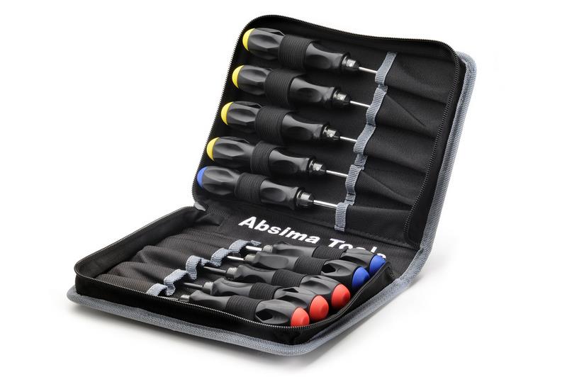 Absima - 3000057 - Værktøjssæt med 3 skruetækker, 4 umbraco og 3 topnøgler i lækker taske