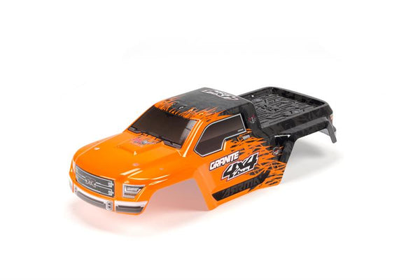 Arrma - ARA402208/ ARAC3332 - GRANITE 4X4 BLX Karosseri i lexan, malet og klippet (Orange/ Sort)