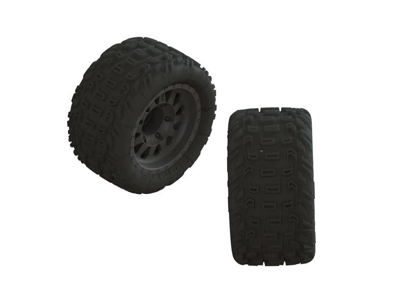 Arrma - ARA550091 - Dboots Katar MT dæk limet på 2.8" fælge med 14mm hex - 2 stk