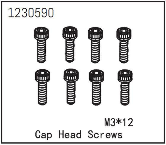 Absima - 1230590 - 3x12mm Skruer med hoved - 8 stk