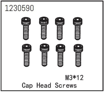 Absima - 1230590 - 3x12mm Skruer med hoved - 8 stk