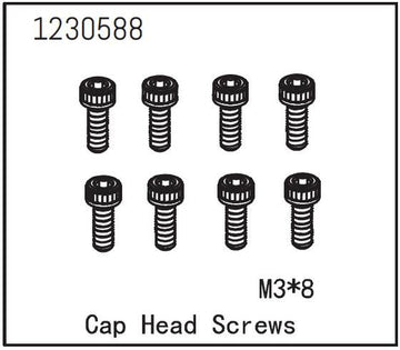 Absima - 1230588  - 3x8mm Skruer med hoved - 8 stk