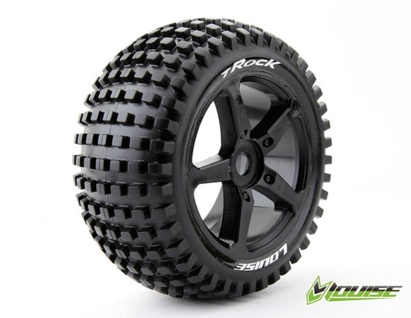 LouiseRC - T3251B - T-ROCK dæk på 1/8 Truggy fælge med 17 mm hex - 0" Offset - Sport Compound - 2 stk