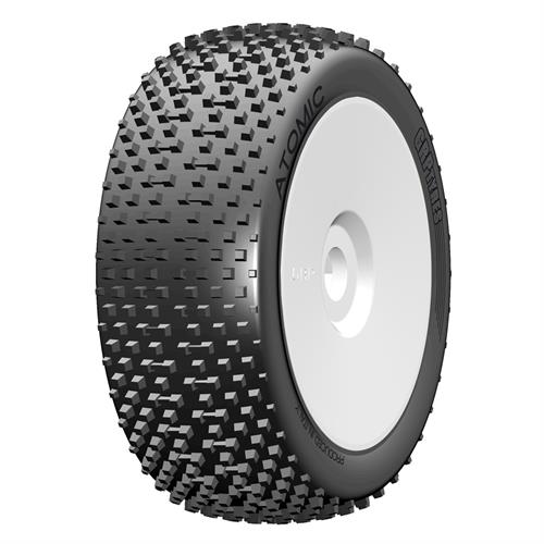 GRP - GBX05B - 1:8 BU - ATOMIC - B Medium - New Closed Cell Insert - Mounted on New Closed White Wheel - 1 Pair