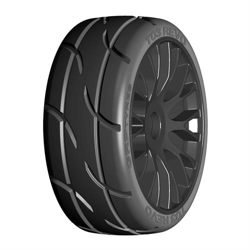 GRP - GTX03-XB2 - 1:8 GT – T03 REVO – XB2 ExtraSoft – Mounted on New 20 Spoked FLEX Black Wheel – 2 stk