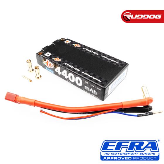 Intellect - IP-BL2S4400MC3 - 7.6V Lipo Batteri med 4400mAh lav shorty hardcase med 120C og 5mm guldstik