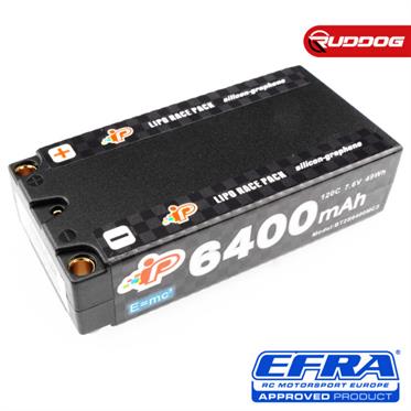 Intellect - IP-BT2S6400MC3 - 7.6V Lipo Batteri med 6400mAh lav shorty hardcase med 120C og 5mm guldstik