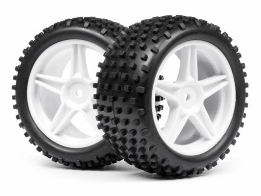 1:10 BUGGY WHITE REAR WHEEL &amp; TYRE ASSEMBLY