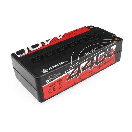 Ruddog - RP-0795 - 7.4V Lipo ProStock shorty Batteri med 4400mAh med 150C og 5mm guldstik