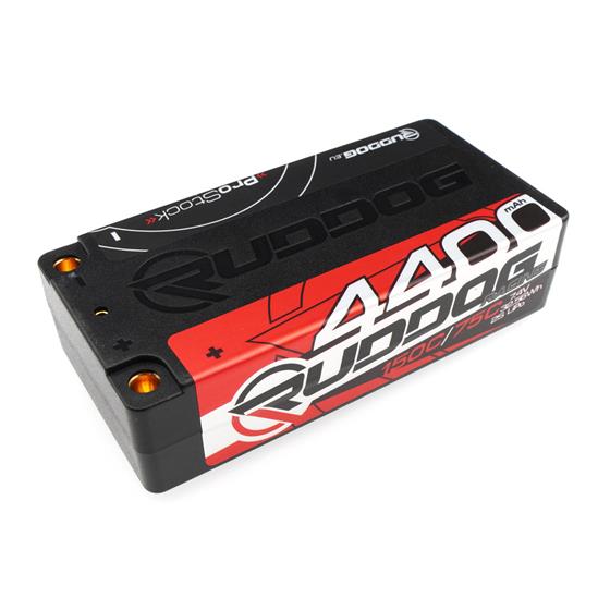 Ruddog - RP-0795 - 7.4V Lipo ProStock shorty Batteri med 4400mAh med 150C og 5mm guldstik