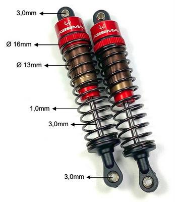 Absima - 2330042 - 75mm Støddæmper i alu - 2 stk