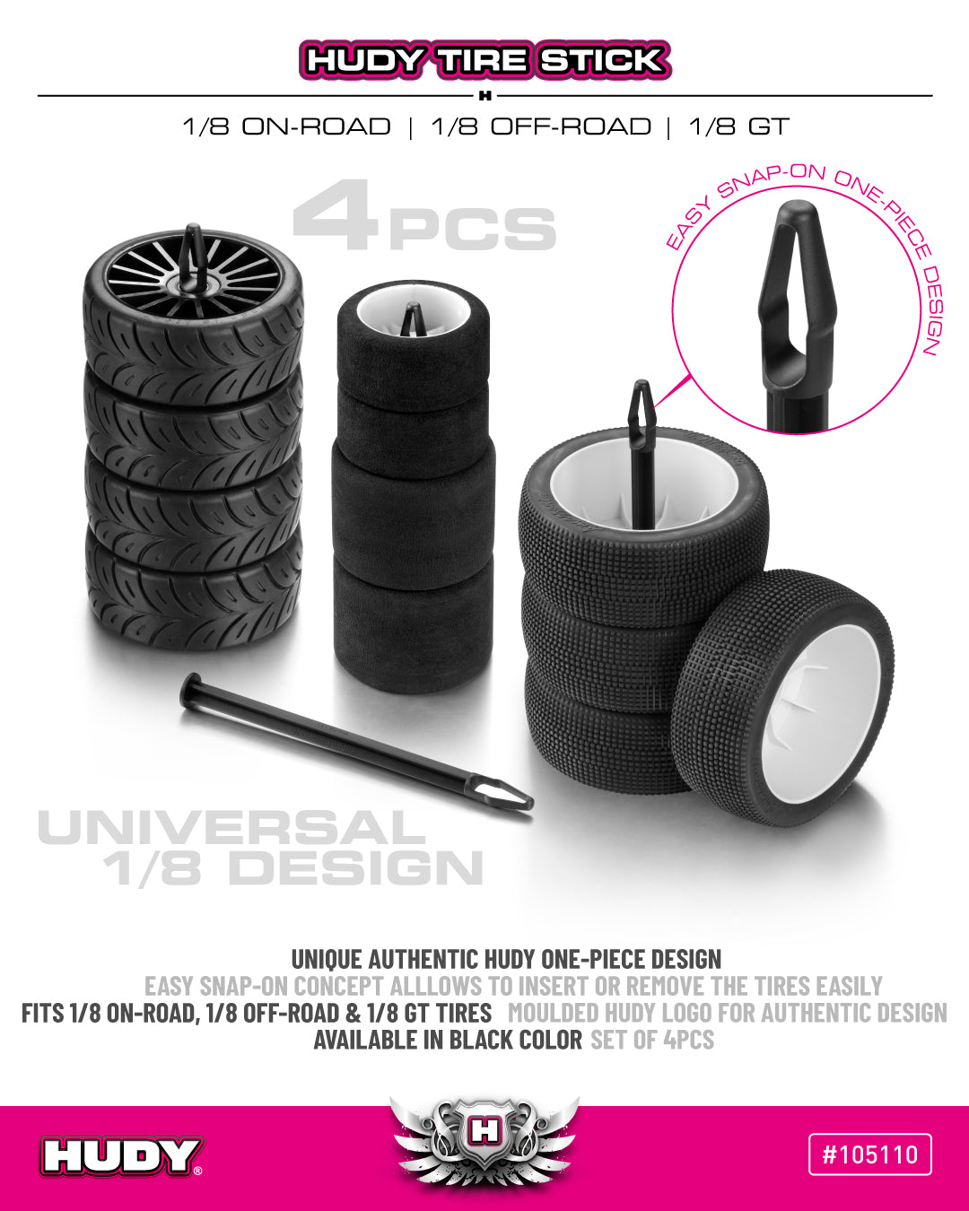 TIRE STICK 1/8 ON-ROAD, 1/8 OFF-ROAD & 1/8 GT (4)