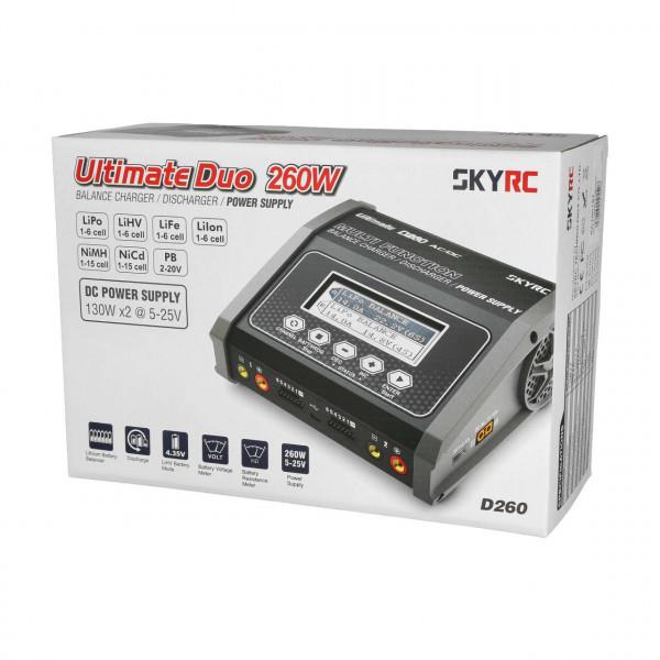 SkyRC - SK100157-02 - 14A oplader D260 Ultimate Duo med strømforsyning på 260W - 1-6S