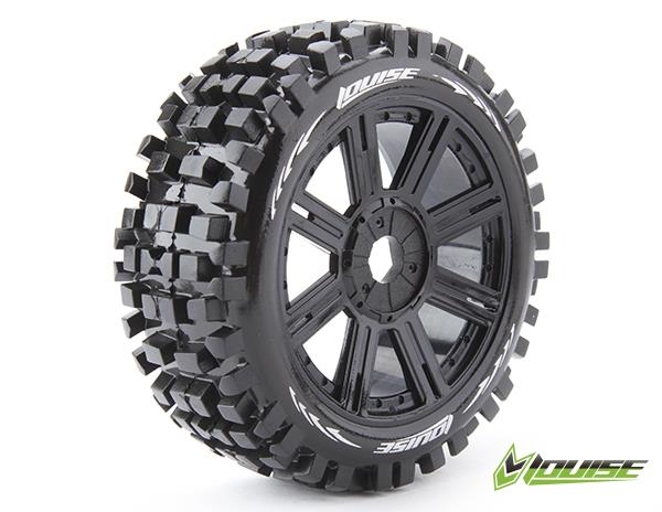 LouiseRC - T325SB - B-BULLDOZE dæk limet på 1/8 fælge med 17 mm hex - Sport Compound - 2 stk