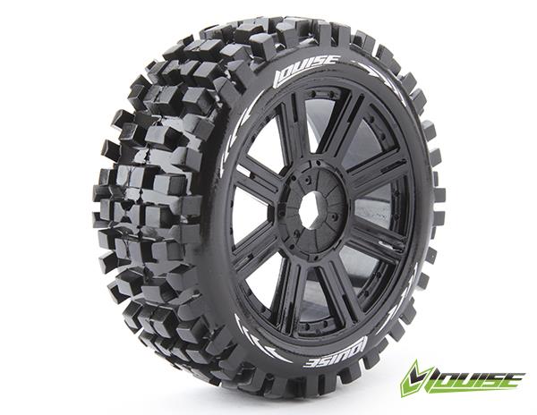 LouiseRC - T325B - B-BULLDOZE dæk limet på 1/8 fælge med 17 mm hex - Sport Compound - 2 stk