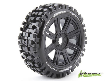 LouiseRC - T325B - B-BULLDOZE dæk limet på 1/8 fælge med 17 mm hex - Sport Compound - 2 stk