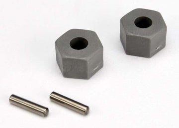 Traxxas - TRX3654 - Wheel hubs, hex (tall offset, Rustler/Stampede front) (2)/ axle pins (2.5x10mm) (2)