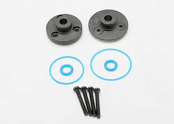 Traxxas - TRX7080 - Cover plates, differential (front or rear)/ gaskets (2)/ o-rings (2)/ 2x14mm BCS (4)